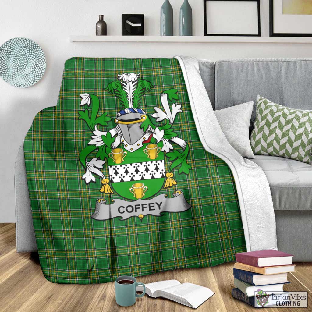 Tartan Vibes Clothing Coffey Irish Clan Tartan Blanket with Coat of Arms