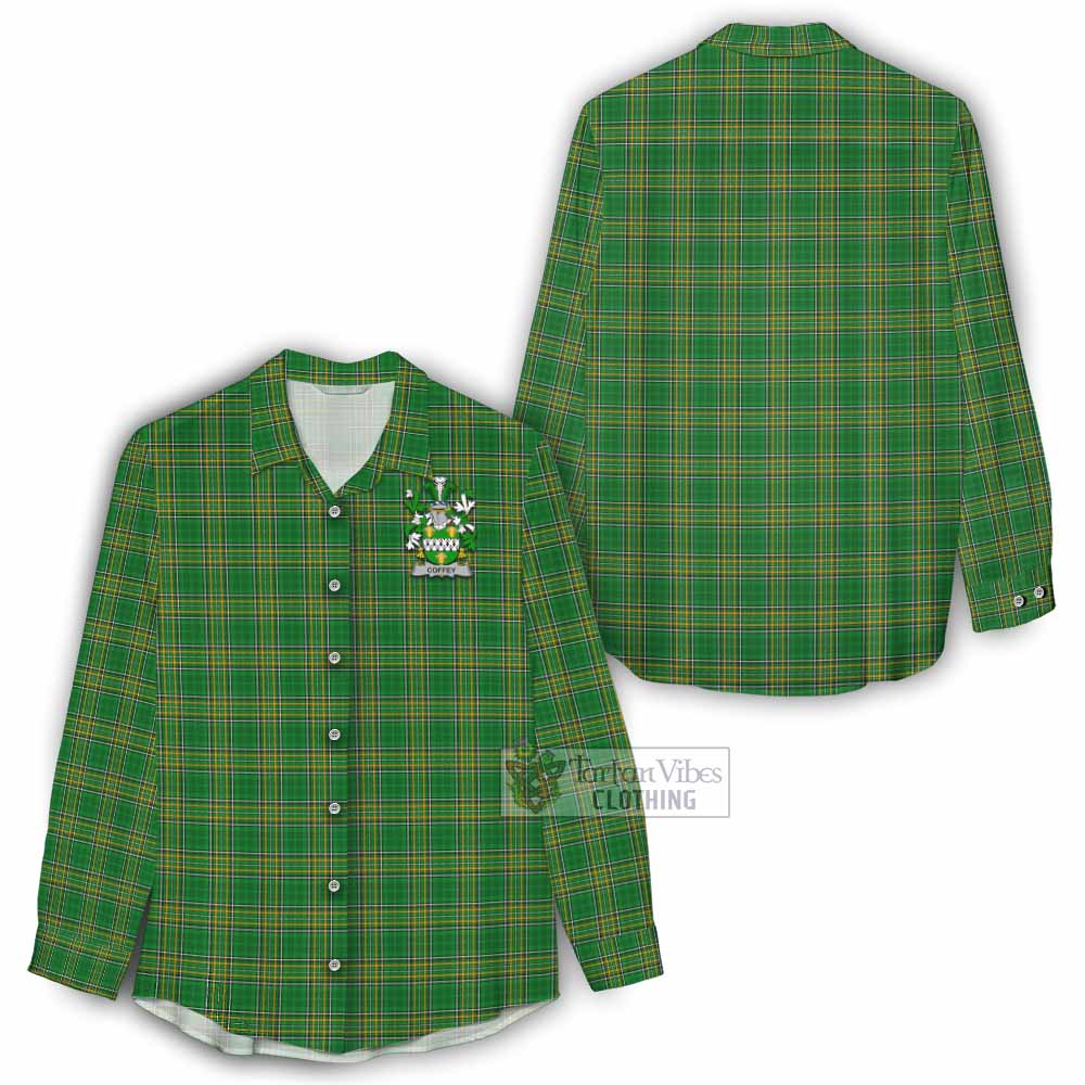 Tartan Vibes Clothing Coffey Irish Clan Tartan Women's Casual Shirt with Coat of Arms