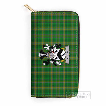Collin Irish Clan Tartan Women's Leather Wallet with Coat of Arms One Size 19.7*10.5*3.5 cm - Tartan Vibes Clothing