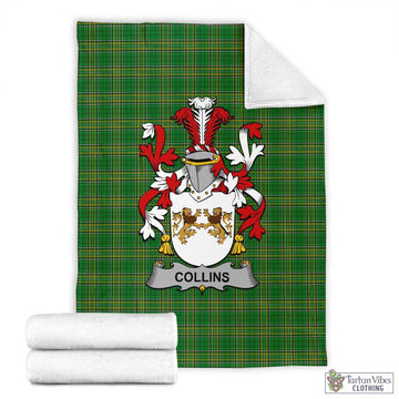 Collins Irish Clan Tartan Blanket with Coat of Arms X-Large 59 x 79 inches 150 x 200 cm - Tartan Vibes Clothing