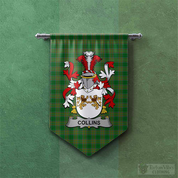 Collins Irish Clan Tartan Gonfalon, Tartan Banner with Coat of Arms Chevron - Tartan Vibes Clothing