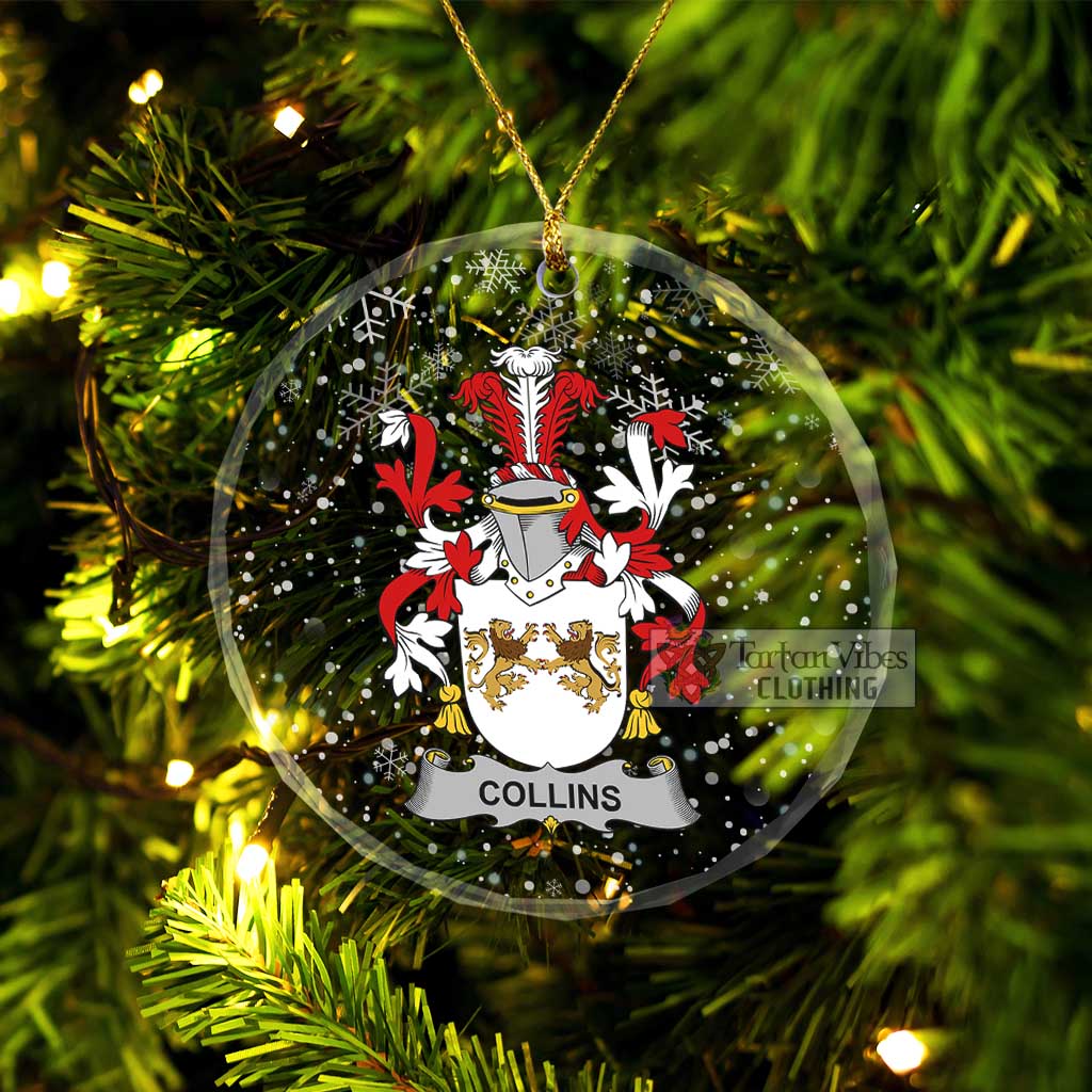 Tartan Vibes Clothing Collins Irish Clan Christmas Glass Ornament with Coat of Arms