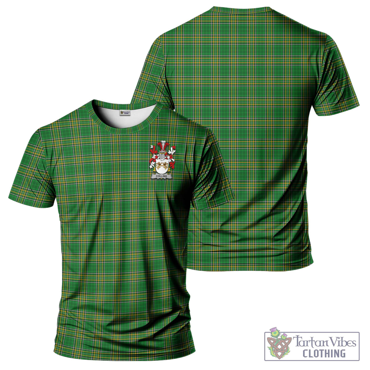 Collins Irish Clan Tartan T-Shirt with Family Seal Kid's Shirt - Tartan Vibes Clothing