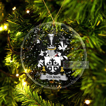 Colman Irish Clan Christmas Glass Ornament with Coat of Arms