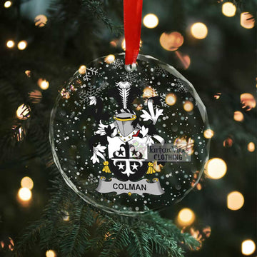 Colman Irish Clan Christmas Glass Ornament with Coat of Arms