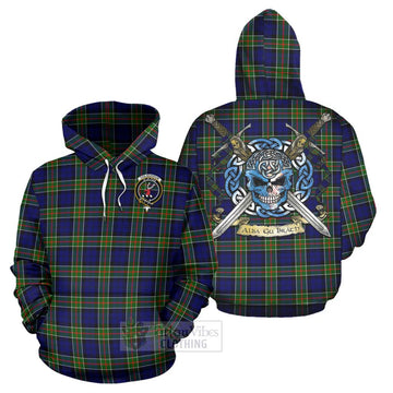 Colquhoun Tartan Hoodie with Family Crest Celtic Skull Style