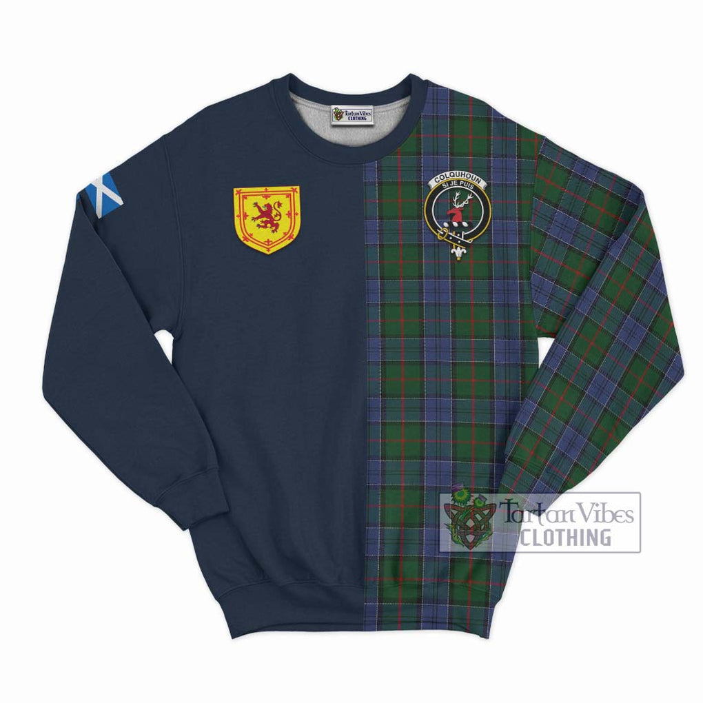 Tartan Vibes Clothing Colquhoun Tartan Sweatshirt with Scottish Lion Royal Arm Half Style