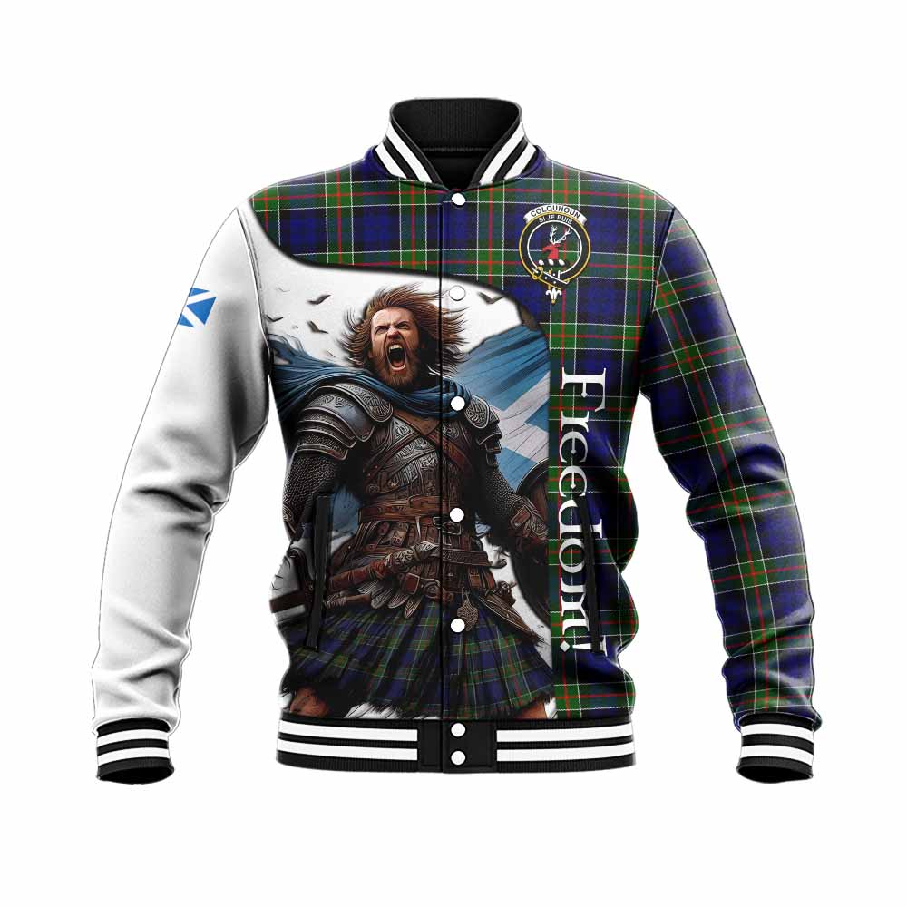 Tartan Vibes Clothing Colquhoun Crest Tartan Baseball Jacket Inspired by the Freedom of Scottish Warrior