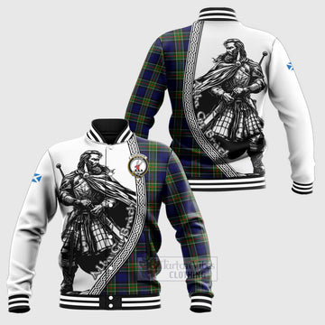 Colquhoun Tartan Clan Crest Baseball Jacket with Highlander Warrior Celtic Style