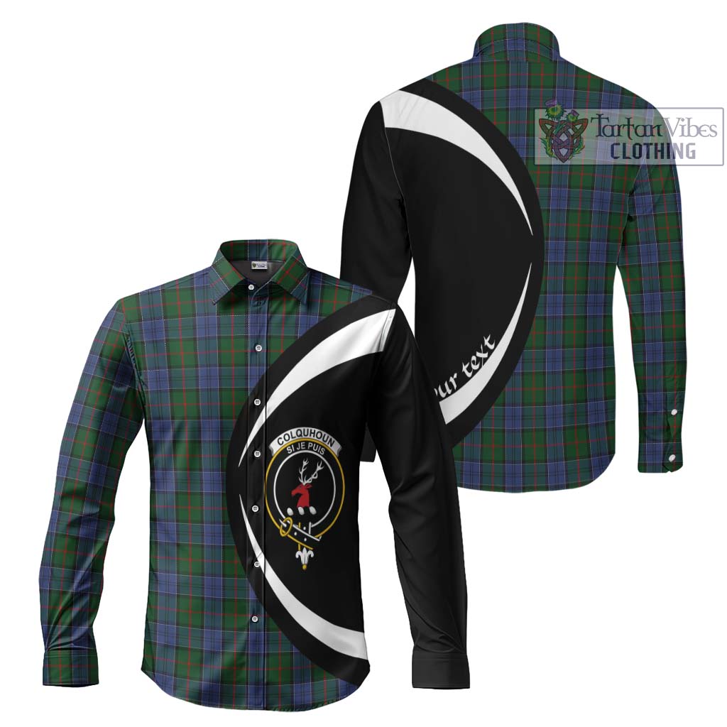 Tartan Vibes Clothing Colquhoun Tartan Long Sleeve Button Up with Family Crest Circle Style