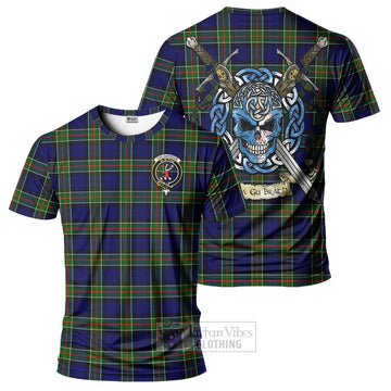 Colquhoun Tartan T-Shirt with Family Crest Celtic Skull Style