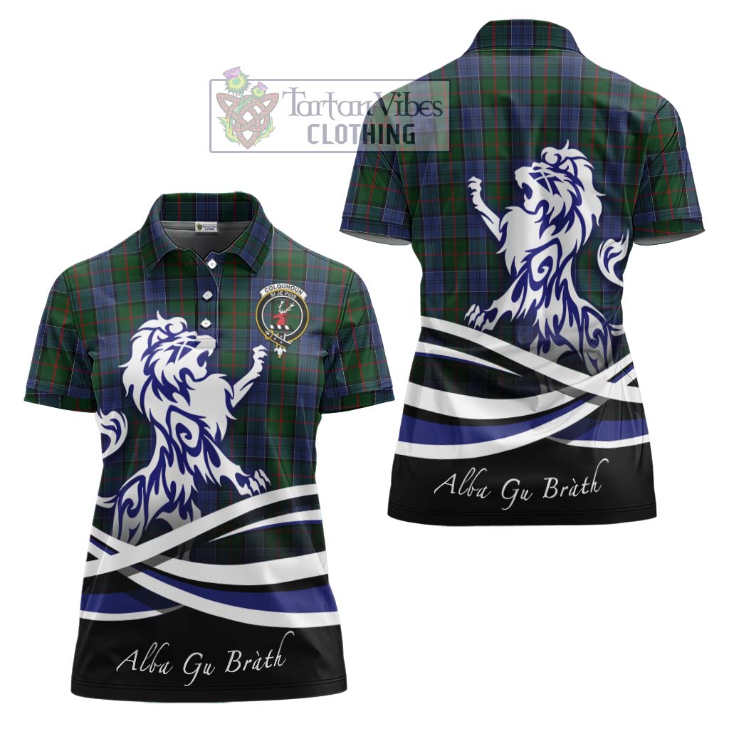 Tartan Vibes Clothing Colquhoun Tartan Women's Polo Shirt with Alba Gu Brath Regal Lion Emblem