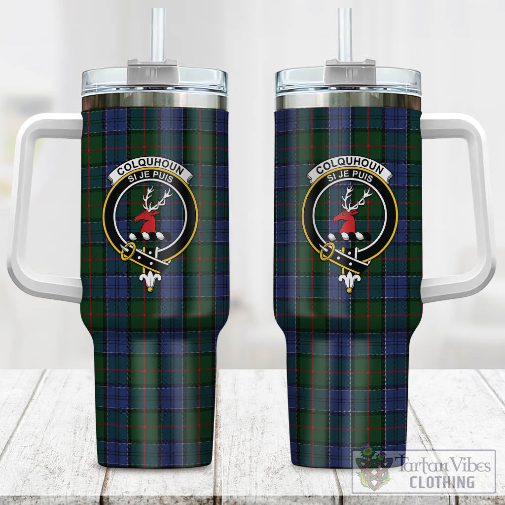 Tartan Vibes Clothing Colquhoun Tartan and Family Crest Tumbler with Handle