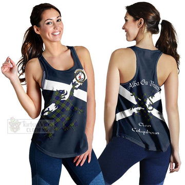 Colquhoun Tartan Lion Rampant Women's Racerback Tanks  Proudly Display Your Heritage with Alba Gu Brath and Clan Name