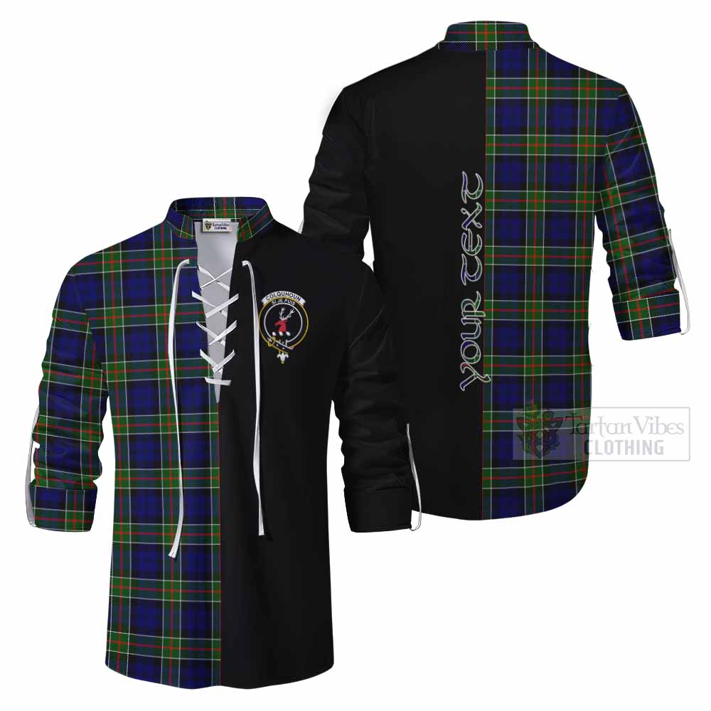 Tartan Vibes Clothing Colquhoun Tartan Ghillie Kilt Shirt with Family Crest and Half Of Me Style