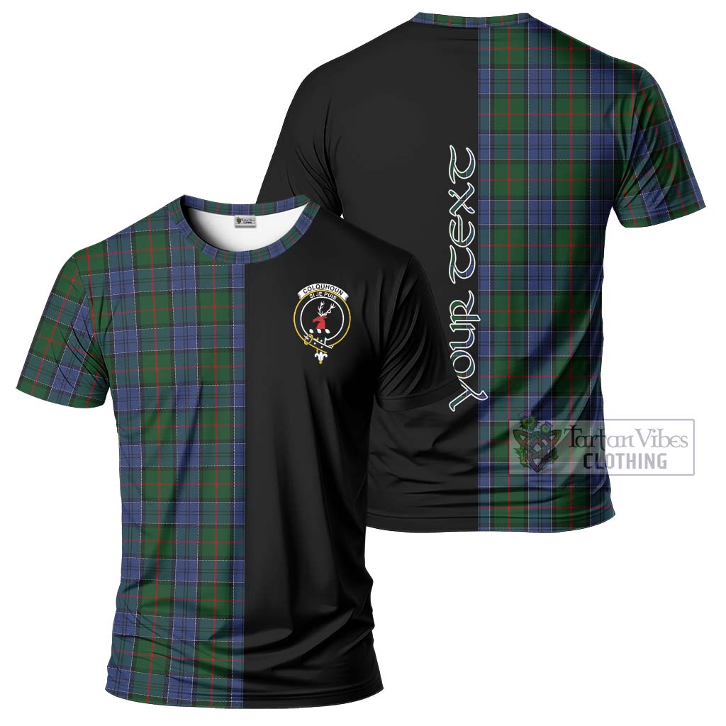 Tartan Vibes Clothing Colquhoun Tartan T-Shirt with Family Crest and Half Of Me Style