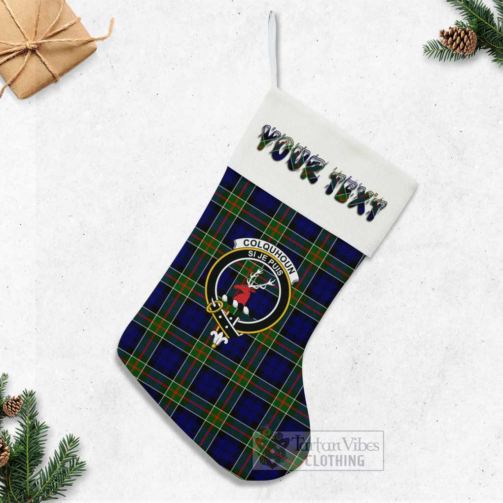 Tartan Vibes Clothing Colquhoun Tartan Family Crest Christmas Stocking with Personalized Text