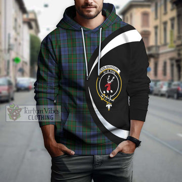 Colquhoun Tartan Hoodie with Family Crest Circle Style