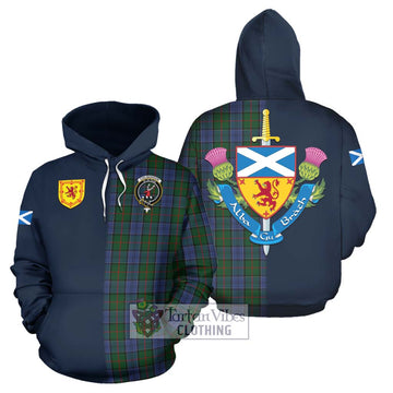 Colquhoun Tartan Hoodie with Scottish Lion Royal Arm Half Style