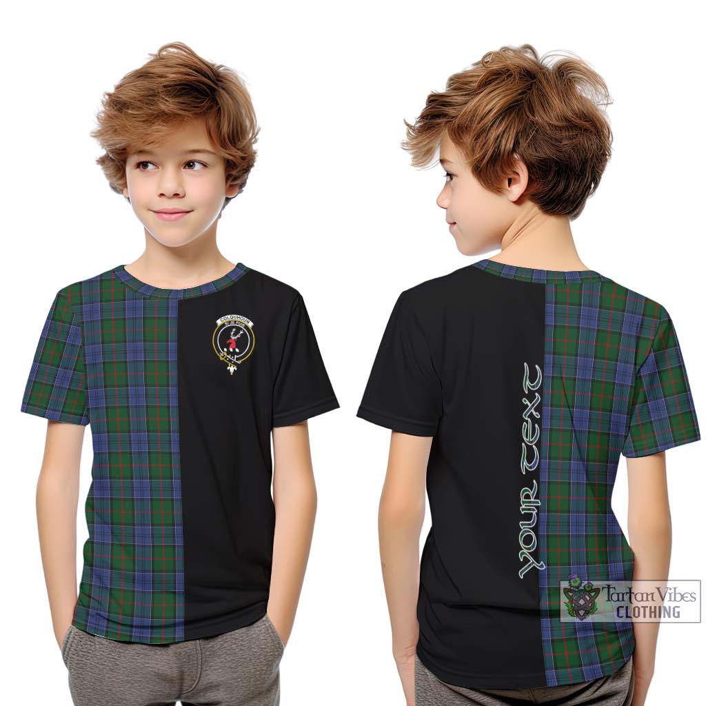 Tartan Vibes Clothing Colquhoun Tartan Kid T-Shirt with Family Crest and Half Of Me Style