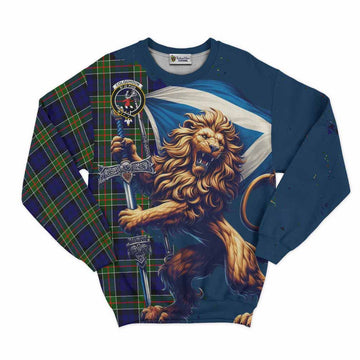 Colquhoun Tartan Family Crest Sweatshirt with Scottish Majestic Lion