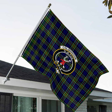 Colquhoun Tartan House Flag with Family Crest