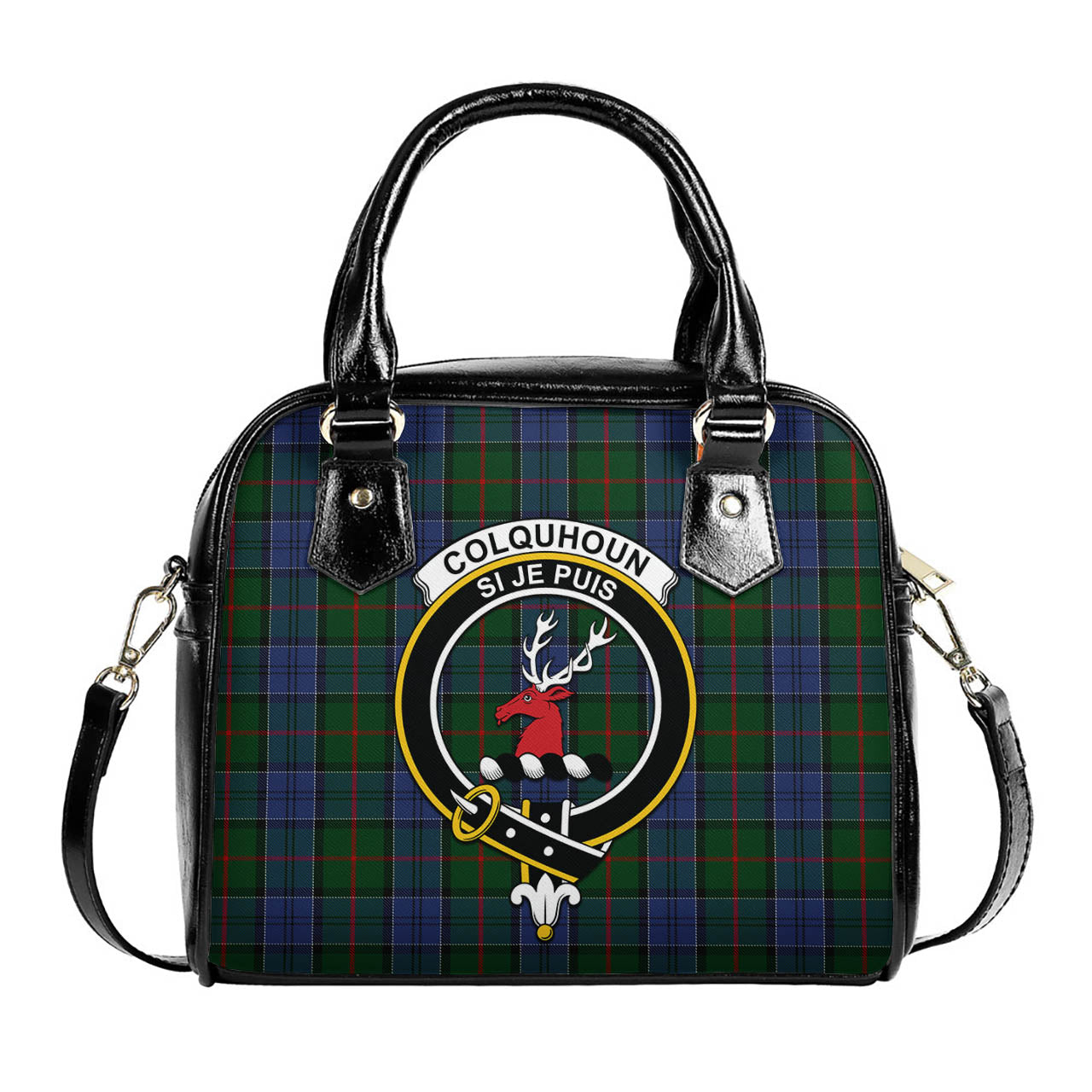 Colquhoun Tartan Shoulder Handbags with Family Crest One Size 6*25*22 cm - Tartanvibesclothing