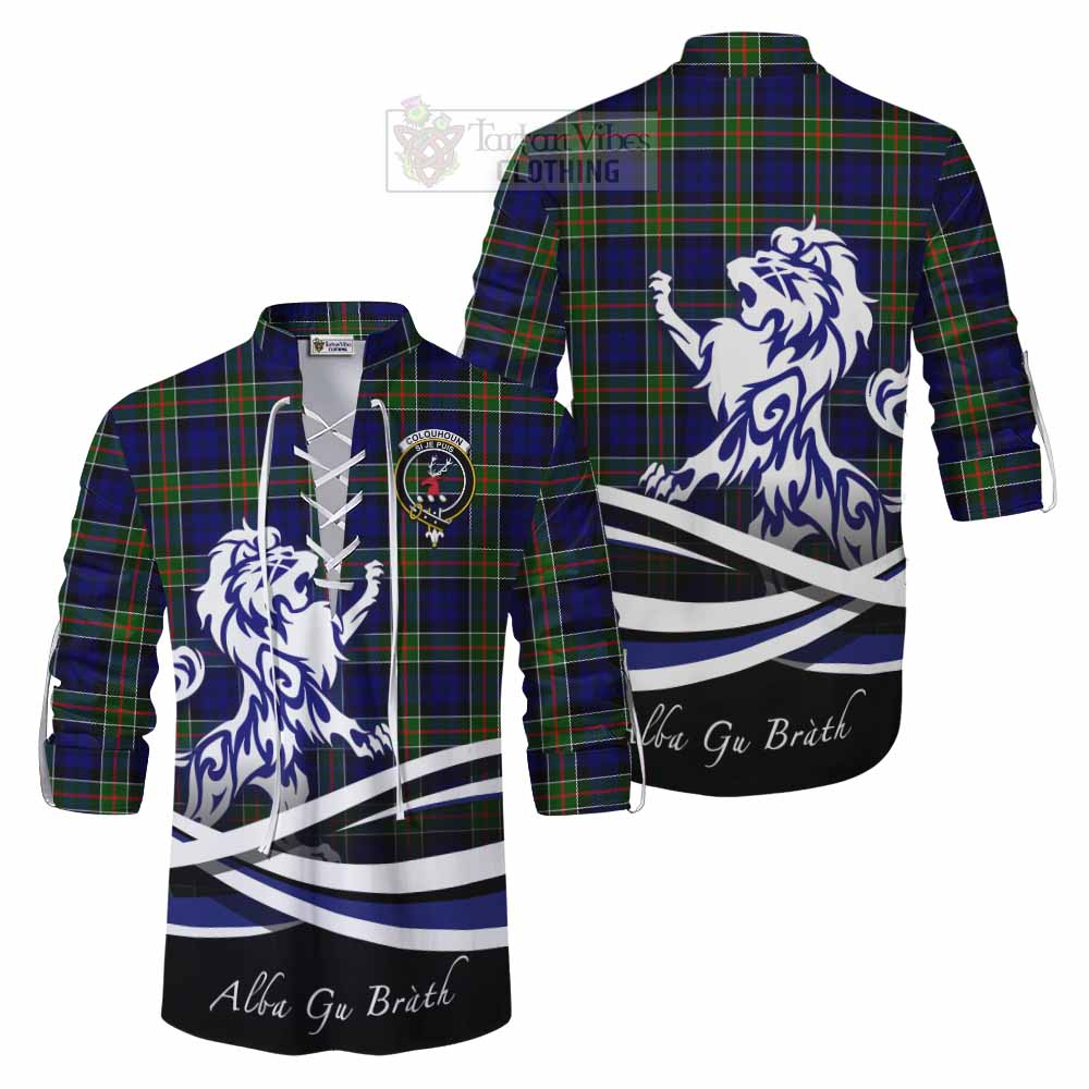 Tartan Vibes Clothing Colquhoun Tartan Ghillie Kilt Shirt with Alba Gu Brath Regal Lion Emblem