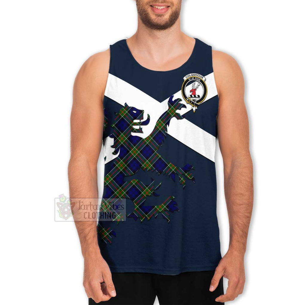 Tartan Vibes Clothing Colquhoun Tartan Lion Rampant Men's Tank Top – Proudly Display Your Heritage with Alba Gu Brath and Clan Name