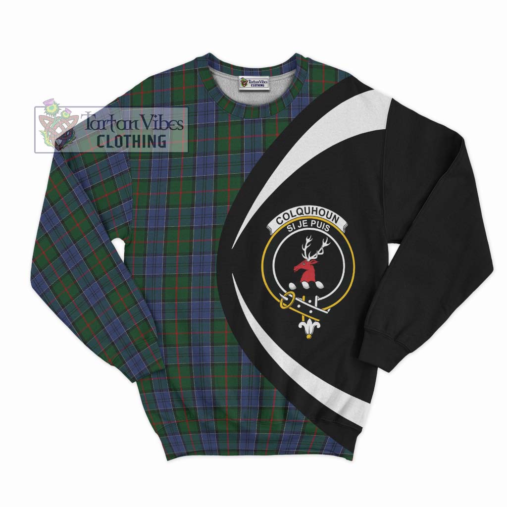 Colquhoun Tartan Sweatshirt with Family Crest Circle Style Unisex - Tartan Vibes Clothing