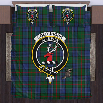 Colquhoun Tartan Bedding Set with Family Crest