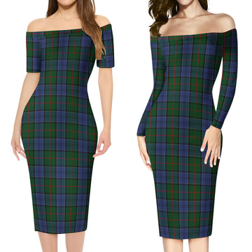 Colquhoun Tartan Off Shoulder Lady Dress