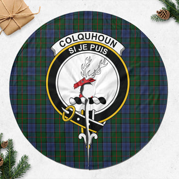 Colquhoun Tartan Christmas Tree Skirt with Family Crest