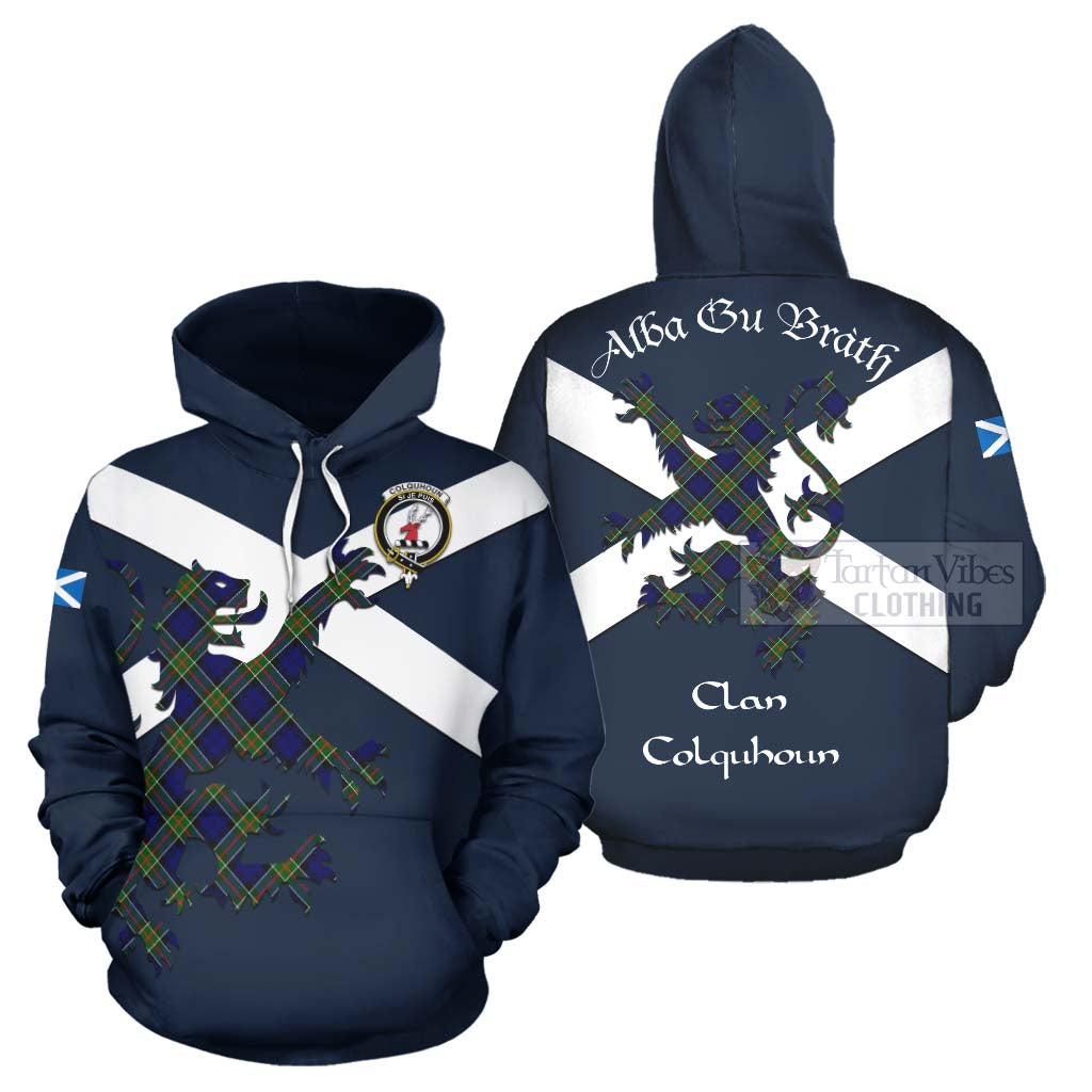 Tartan Vibes Clothing Colquhoun Tartan Lion Rampant Hoodie – Proudly Display Your Heritage with Alba Gu Brath and Clan Name