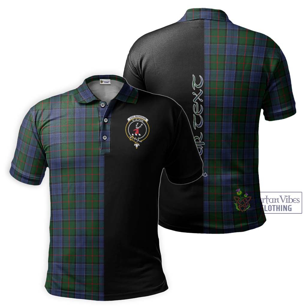 Tartan Vibes Clothing Colquhoun Tartan Polo Shirt with Family Crest and Half Of Me Style