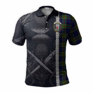 Colquhoun Tartan Polo Shirt with Family Crest Cross Sword Thistle Celtic Vibes