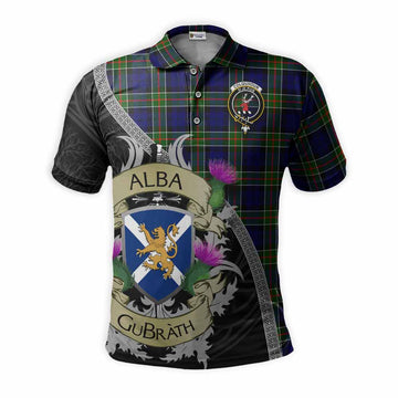 Colquhoun Tartan Family Crest Polo Shirt Lion Rampant Royal Thistle Shield Celtic Inspired Kid - Tartan Vibes Clothing