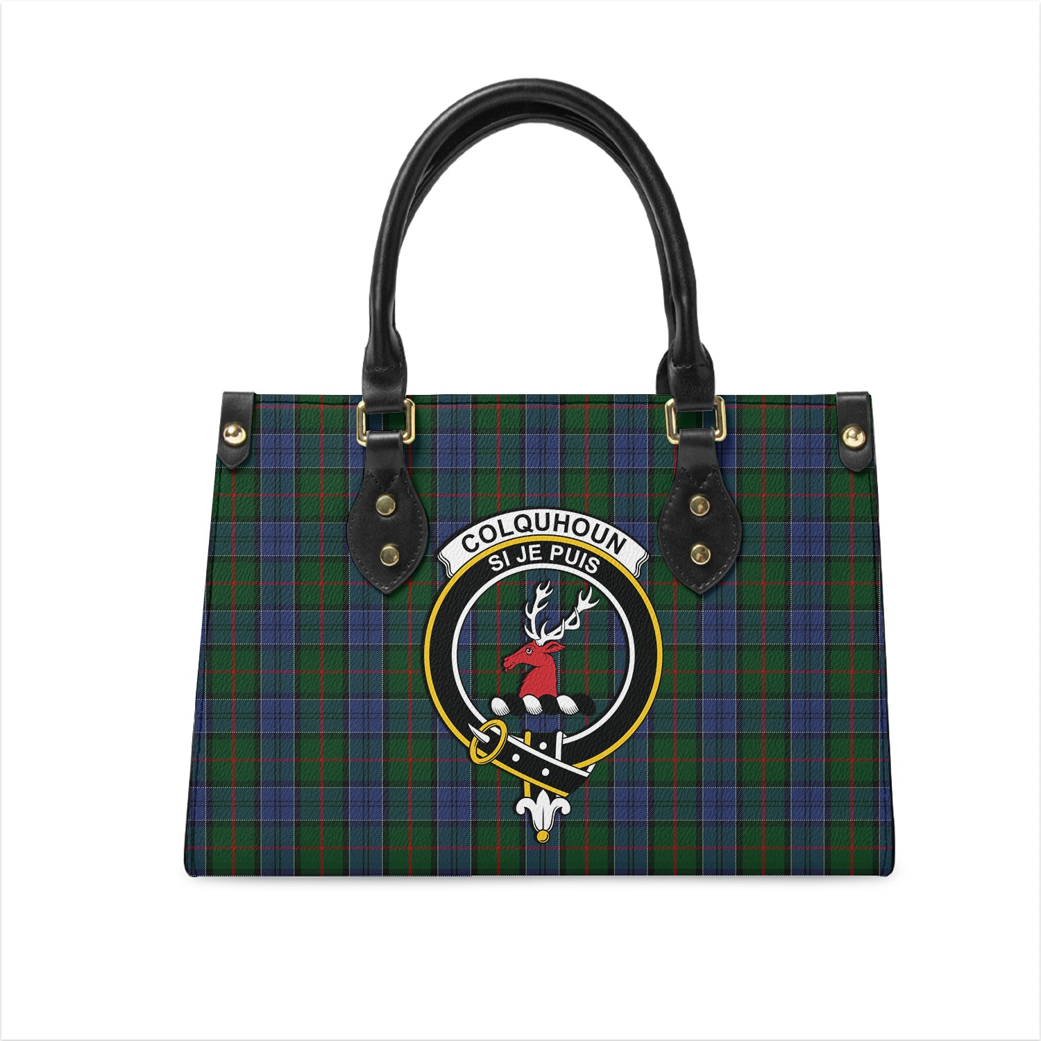 colquhoun-tartan-leather-bag-with-family-crest