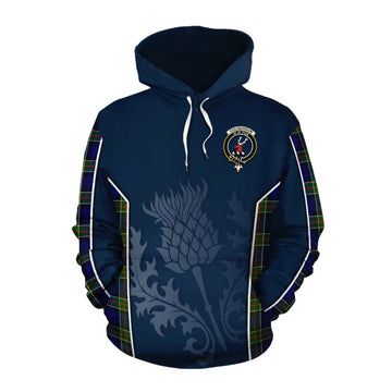 Colquhoun Tartan Cotton Hoodie with Family Crest and Scottish Thistle Vibes Sport Style