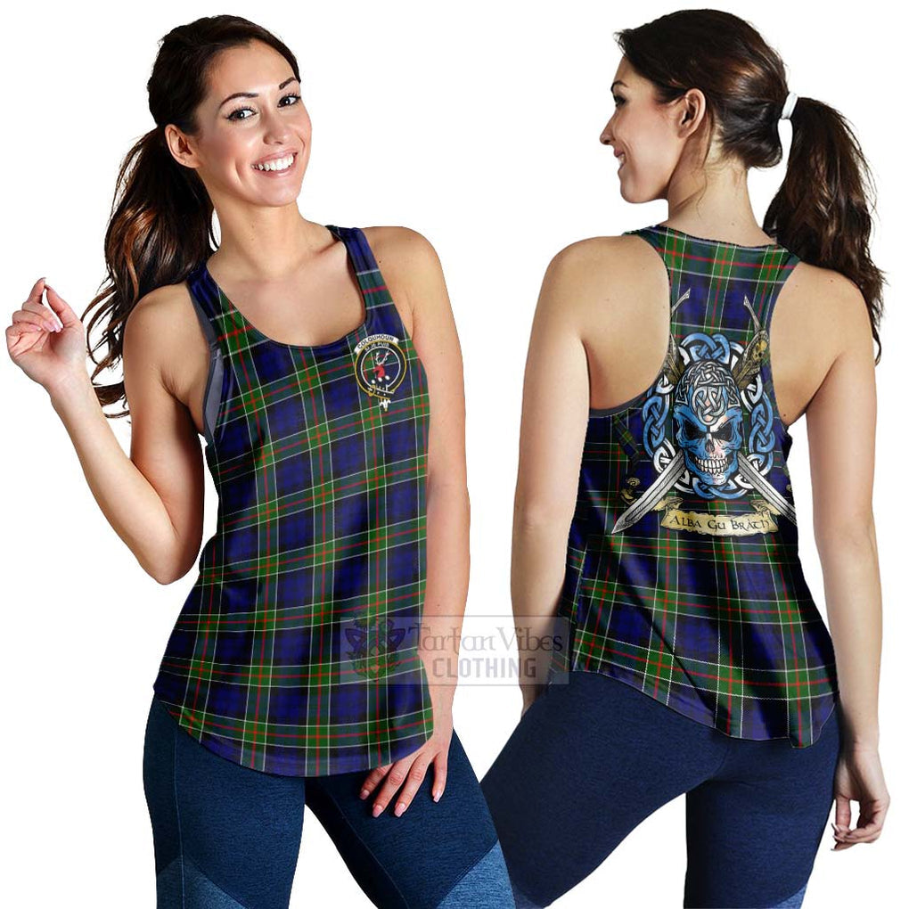 Tartan Vibes Clothing Colquhoun Tartan Women's Racerback Tanks with Family Crest Celtic Skull Style