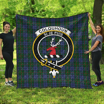 Colquhoun Tartan Quilt with Family Crest