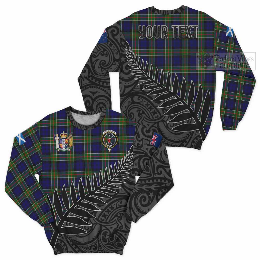 Tartan Vibes Clothing Colquhoun Crest Tartan Sweatshirt with New Zealand Silver Fern Half Style