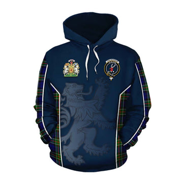 Colquhoun Tartan Cotton Hoodie with Family Crest and Lion Rampant Vibes Sport Style