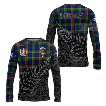 Colquhoun Crest Tartan Long Sleeve T-Shirt with New Zealand Silver Fern Half Style