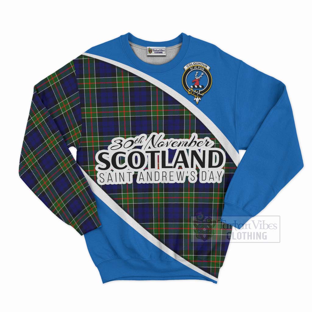 Tartan Vibes Clothing Colquhoun Family Crest Tartan Sweatshirt Celebrate Saint Andrew's Day in Style