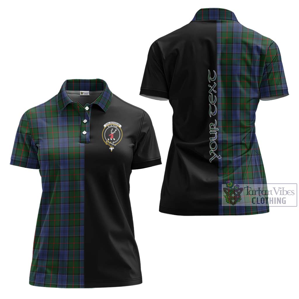 Tartan Vibes Clothing Colquhoun Tartan Women's Polo Shirt with Family Crest and Half Of Me Style