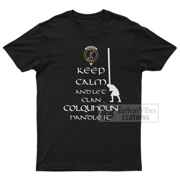 Colquhoun Clan Men's T-Shirt: Keep Calm and Let the Clan Handle It Caber Toss Highland Games Style
