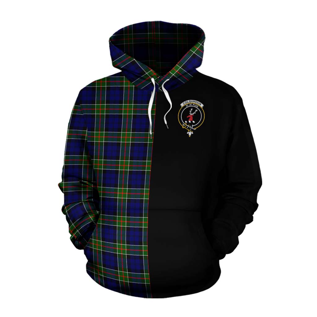 Tartan Vibes Clothing Colquhoun Tartan Cotton Hoodie with Family Crest and Half Of Me Style