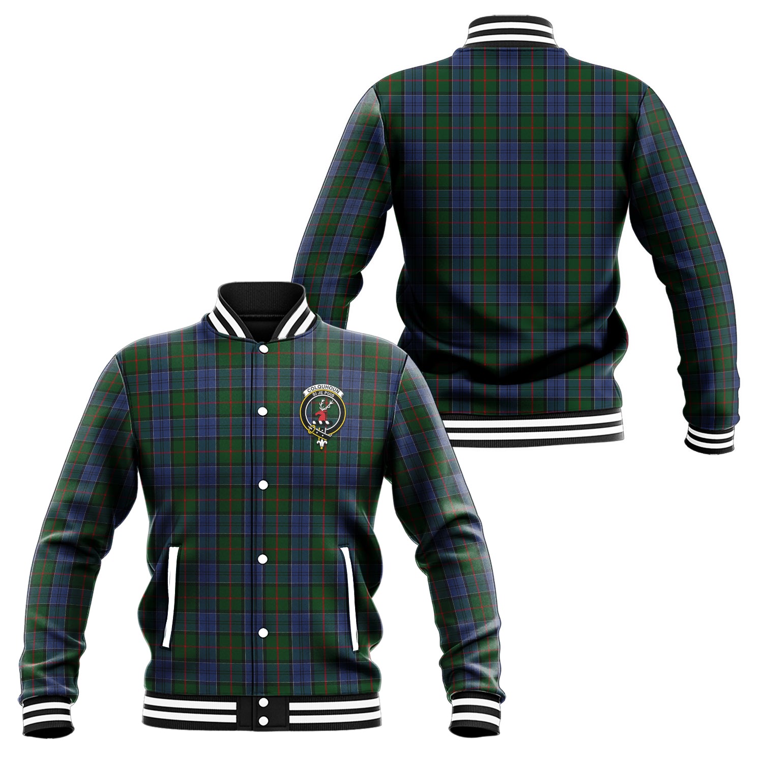 Colquhoun Tartan Baseball Jacket with Family Crest Unisex - Tartan Vibes Clothing