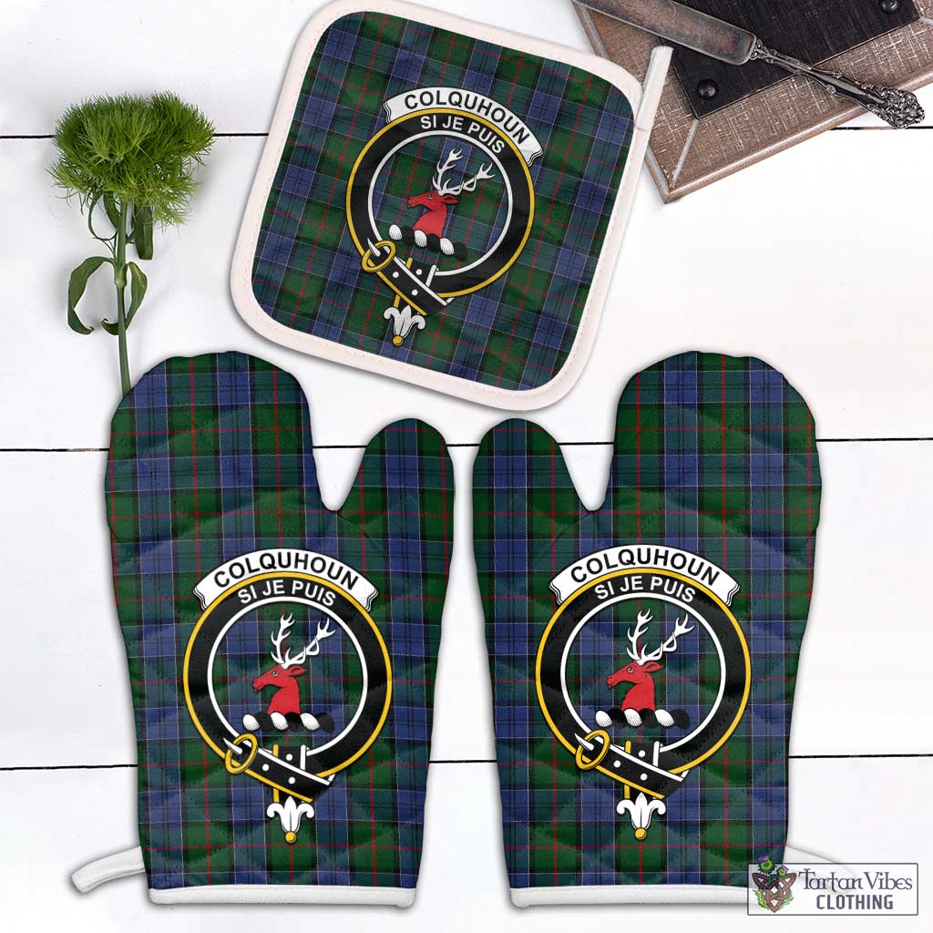 Tartan Vibes Clothing Colquhoun Tartan Combo Oven Mitt & Pot-Holder with Family Crest